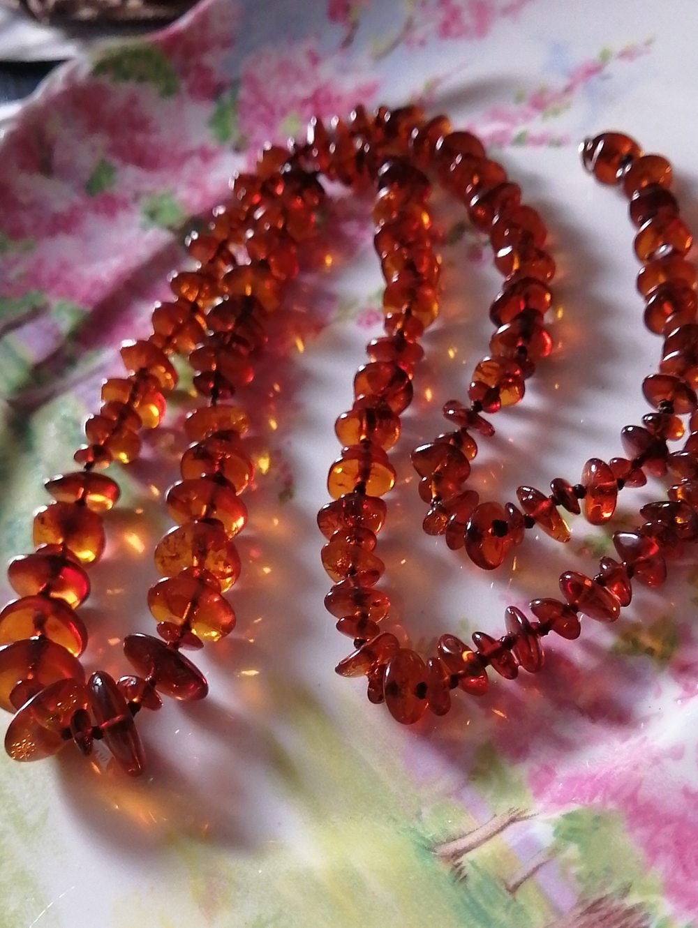 Natural Baltic Amber With 14K Gold Clasp Vintage Necklace 28" Long